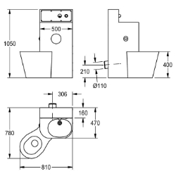 Picture of KWC HDTX815L Kombi-Unit Gehäusebreite:500 mm, Revisionstür-Paneel:ja, Bodenbefestigungsplatte:nein, Art.Nr. : 2000100965