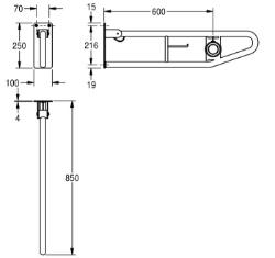 Picture of KWC CONTINA CNTX70G Stützklappgriff Rückenlehne:nein, Biegewinkel:180 Grad, Farbe:keine Farbe, Art.Nr. : 2030040945