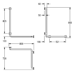Picture of KWC CONTINA CNTX50WR Wandhandlauf für Ecken - rechts Biegewinkel:90 Grad, Farbe:keine Farbe, Richtung:rechts, Art.Nr. : 2030038228