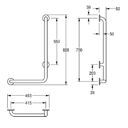 Picture of KWC CONTINA CNTX22WL Winkelgriff Biegewinkel:90 Grad, Richtung:links, Anzahl Der Fixierungspunkte:3, Art.Nr. : 2030038223