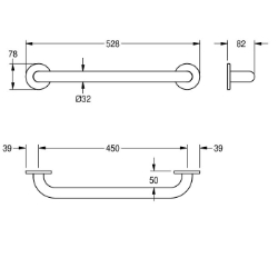 Picture of KWC CONTINA CNTX450W Haltegriff Biegewinkel:0 Grad, Farbe:keine Farbe, Anzahl Der Fixierungspunkte:2, Art.Nr. : 2030033978
