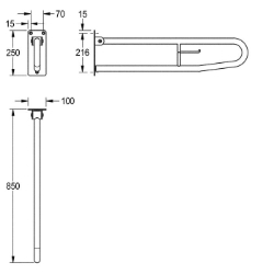 Picture of KWC CONTINA CNTX73A Stützklappgriff Rückenlehne:nein, Biegewinkel:180 Grad, Farbe:keine Farbe, Art.Nr. : 2000103669