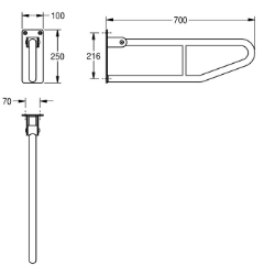 Picture of KWC CONTINA CNTX70D Stützklappgriff Rückenlehne:nein, Biegewinkel:180 Grad, Farbe:keine Farbe, Art.Nr. : 2000057752