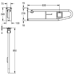 Picture of KWC CONTINA CNTX72F-L Stützklappgriff Ausrichtung:links, Rückenlehne:nein, Verdeckte Befestigung:nein, Art.Nr. : 2000103284
