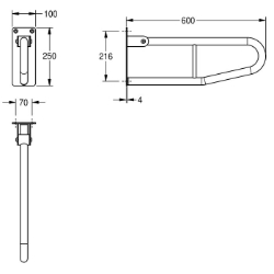 Picture of KWC CONTINA CNTX70E Stützklappgriff Rückenlehne:nein, Biegewinkel:180 Grad, Farbe:keine Farbe, Art.Nr. : 2000057753