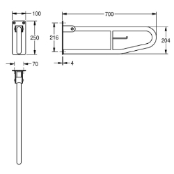 Picture of KWC CONTINA CNTX70C Stützklappgriff Rückenlehne:nein, Biegewinkel:180 Grad, Farbe:keine Farbe, Art.Nr. : 2000057751