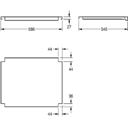 Picture of KWC MAXIMA MAXT70-60 Tablar zu Maxima Material:Edelstahl, Materialtyp:1.4301 Chromnickelstahl V2A, Materialstärke:1.2 mm, Art.Nr. : 2000100003