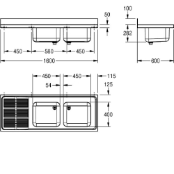 Picture of KWC MAXS217-160 Gewerbespüle Becken: Höhe:250 mm, Oberflächenbehandlung des Beckens:seidenmatt, Becken: Tiefe:400 mm, Art.Nr. : 2000057708