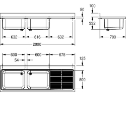 Picture of KWC MAXIMA MAXL212-200 Gewerbespüle Becken: Höhe:300 mm, Oberflächenbehandlung des Beckens:seidenmatt, Becken: Tiefe:500 mm, Art.Nr. : 2000057584