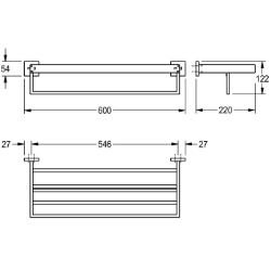 Picture of KWC CUBUS CUBX012HP Doppelhandtuchablage Material:Edelstahl, Materialtyp:1.4301 Chromnickelstahl V2A, Gesamttiefe:220 mm, Art.Nr. : 2000106361