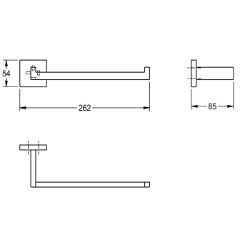 Picture of KWC CUBUS CUBX004HP Handtucharm Material:Edelstahl, Materialtyp:1.4301 Chromnickelstahl V2A, Gesamttiefe:85 mm, Art.Nr. : 2000106351
