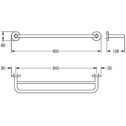 Picture of KWC FIRMUS FIRX002HP Doppelhandtuchstange Material:Edelstahl, Materialtyp:1.4301 Chromnickelstahl V2A, Gesamttiefe:120 mm, Art.Nr. : 2000106267
