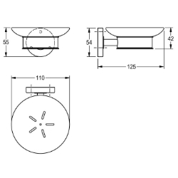 Picture of KWC MEDIUS MEDX007HP Seifenablage Material:Edelstahl, Materialtyp:1.4301 Chromnickelstahl V2A, Gesamttiefe:125 mm, Art.Nr. : 2000106253
