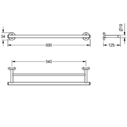 Picture of KWC MEDIUS MEDX002HP Doppelhandtuchstange Material:Edelstahl, Materialtyp:1.4301 Chromnickelstahl V2A, Gesamttiefe:125 mm, Art.Nr. : 2000106245