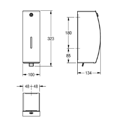 Picture of KWC STRATOS STRX629 Desinfektionsmittelspender Füllmenge:0.8, Füllmenge Me:Liter, Schloss:Zylinderschloss, Art.Nr. : 2030062581
