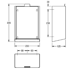 Picture of KWC EXOS. EXOS611X Hygieneabfallbehälter Sackhalterung:nein, Füllvolumen:3.7 Liter, Klappe:ja, Art.Nr. : 2030028001