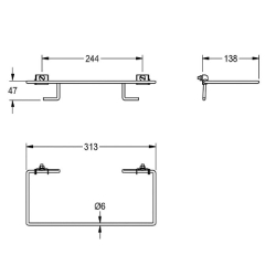Picture of KWC RODAN E-RODX605N Sackhalterung Material:Edelstahl, Materialtyp:1.4301 Chromnickelstahl V2A, Materialstärke:0.8 mm, Art.Nr. : 2030022424