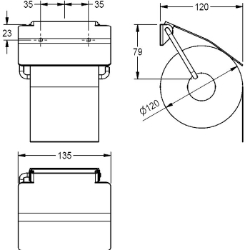 Picture of KWC RODAN RODX678 WC-Rollenhalter Maximale Tiefe/Durchmesser Verbrauchsmaterial:150 mm, Maximale Breite Verbrauchsmaterial:130 mm, Füllmenge:1, Art.Nr. : 2030013026