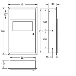 Bild von KWC RODAN RODX612E Hygieneabfallbehälter Sackhalterung:ja, Füllvolumen:6 Liter, Klappe:ja, Art.Nr. : 2000101359