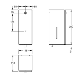 Picture of KWC RODAN RODX618 Seifenspender Füllmenge:800, Füllmenge Me:ml, Schloss:Zylinderschloss, Art.Nr. : 2000090067