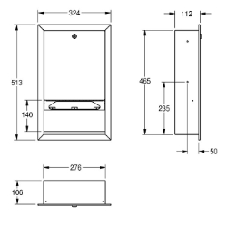 Picture of KWC RODAN RODX600E Papierhandtuchspender Füllmenge:400, Füllmenge Me:Handtücher, Schloss:Zylinderschloss, Art.Nr. : 2000090057