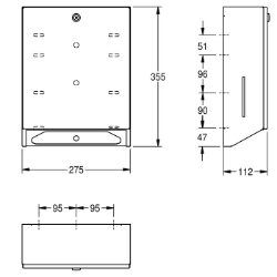 Picture of KWC RODAN RODX600 Papierhandtuchspender Füllmenge:400, Füllmenge Me:Handtücher, Schloss:Zylinderschloss, Art.Nr. : 2000090056