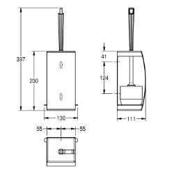 Picture of KWC STRATOS STRX687 WC-Bürstenhalter Bürstenfarbe:weiss, Material:Edelstahl, Materialtyp:1.4301 Chromnickelstahl V2A, Art.Nr. : 2000057403