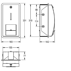 Picture of KWC STRATOS STRX671E WC-Rollenhalter Maximale Tiefe/Durchmesser Verbrauchsmaterial:120 mm, Maximale Breite Verbrauchsmaterial:115 mm, Füllmenge:2, Art.Nr. : 2000057396
