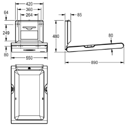 Picture of KWC CAMBRINO CAMB22VS Wickeltisch Klappbar:ja, Material:Kunststoff, Maximale Belastbarkeit:11 Kilogramm, Art.Nr. : 2030057695