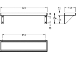 Picture of KWC SATURN BXSV6 Ablage Material:Edelstahl, Materialtyp:1.4301 Chromnickelstahl V2A, Materialstärke:1 mm, Art.Nr. : 2000056952