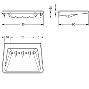 Picture of KWC BS646 Seifenablage Material:Edelstahl, Materialtyp:1.4301 Chromnickelstahl V2A, Materialstärke:1 mm, Art.Nr. : 2000056910