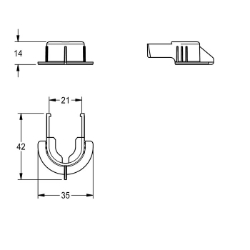 Bild von KWC ESHOW0046 Halteklammer Gesamttiefe:14 mm, Gesamthöhe:42 mm, Gesamtbreite:35 mm, Art.Nr. : 2030012240