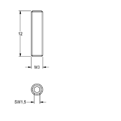Bild von KWC ASSX1006 Gewindestift M3x12 Füllmenge:10, Mengeneinheit:Stücke, Art.Nr. : 2030052713