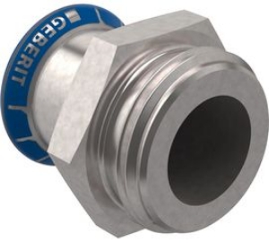 Picture of Geberit - Übergangsstücke GEBERIT MAPRESS Wasser Edelstahl Rostfrei 1.4401 mit Aussengewinde G, d mm: 15, G: 3/4, L cm: 3.5, H cm: 1.5, Art.Nr. : 31731