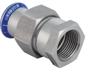 Picture of Geberit - Übergangsverschraubungen GEBERIT MAPRESS Wasser Edelstahl Rostfrei 1.4401 mit Innengewinde, d mm: 42, Rp: 1 1/2, G: 1 3/4, L cm: 8.2, Z cm: 3.3, Art.Nr. : 35355