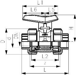 Picture of +GF+ Kugelhahn Typ 542 PVC-U Mit Klebemuffen metrisch Mit PE Kugeldichtung, d mm: 16, Art.Nr.: 161541001