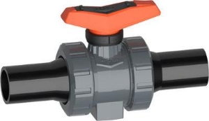 Picture of +GF+ ecoFIT Kugelhahn Typ 546 Pro PVC-U Mit Stumpfschweissstutzen lang PE100 SDR11 ISO, d mm: 63, Art.Nr.: 161546827