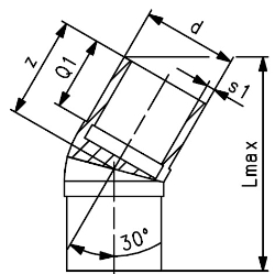 Picture of +GF+ ELGEF Plus Winkel 30° PE100 d32-315mm / SDR11 / Langschenklige Version, de mm: 40, Art.Nr.: 753120909