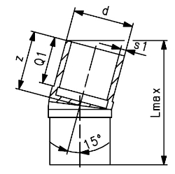 Picture of +GF+ ELGEF Plus Winkel 15° PE100 d32-315mm / SDR11 / Langschenklige Version, de mm: 40, Art.Nr.: 753141009