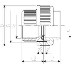 Picture of +GF+ Übergangsverschraubung PVC-U metrisch Rp, Grösse: 25‑ 3/4", Art.Nr.: 721510207