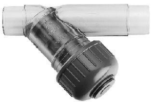 Picture of +GF+ Schmutzfänger Typ 305 PVC-U Gehäuse transparent mit Klebestutzen metrisch, Grösse: 75, Art.Nr.: 192305600