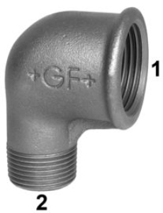 Picture of +GF+ 92 Winkel 90°, Innengewinde reduziert, ISO/EN A4, Dim. (1-2): 1" ‑ 1/2", Art.Nr.: 771092230