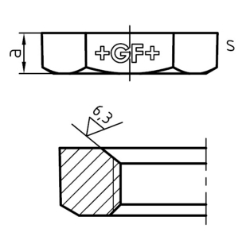 Picture of +GF+ 310b Gegenmutter, einseitig stark angefast, ISO/EN P4, G...B ″: 1 1/2, Art.Nr.: 770308208