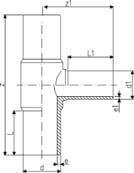 Picture of +GF+ ELGEF Plus T 90° reduziert PE100 d90-d315mm / SDR17 / Langschenklige Version, d mm: 160, Art.Nr.: 753200837