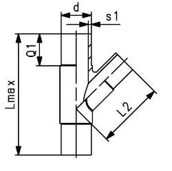 Picture of +GF+ ELGEF Plus T 45° egal PE100 d90-110mm / SDR17 / langschenklige Version, d mm: 90, Art.Nr.: 753251063