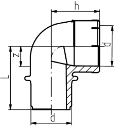 Picture of +GF+ INSTAFLEX Winkel 90° PB Mit Muffe-Stutzen, d mm: 63, Art.Nr.: 761066906