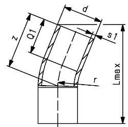 Picture of +GF+ ELGEF Plus Bogen 22° PE100 d32-900mm / SDR17 / Langschenklige Version, de mm: 160, Art.Nr.: 753080817