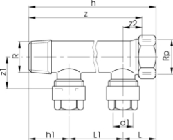 Picture of +GF+ INSTAFLEX Verteiler 90° Messing 3/4" (DN 20), d mm: 16, Art.Nr.: 760857065