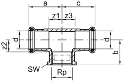 Picture of +GF+ PRESS-FIT Wasser T mit Gewindeabgang Siliziumbronze, d mm: 12, Art.Nr.: 767613201