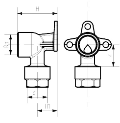 Picture of +GF+ INSTAFLEX Armaturenanschluss einfach Messing Mit Flansch, d mm: 20, Art.Nr.: 760857011